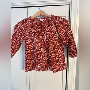 Crewcuts Small Cotton 3/4 sleeve Heart Blouse Girls